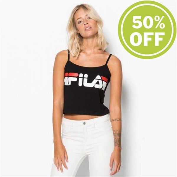 Fila Brit Top Wmn Top With Thin Straps Women's Tops - Black,NZ 742-13457